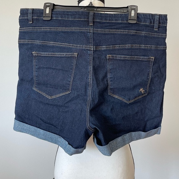 Modcloth button fly cuffed size 18 shorts dark wash summer denim jean - Picture 9 of 12